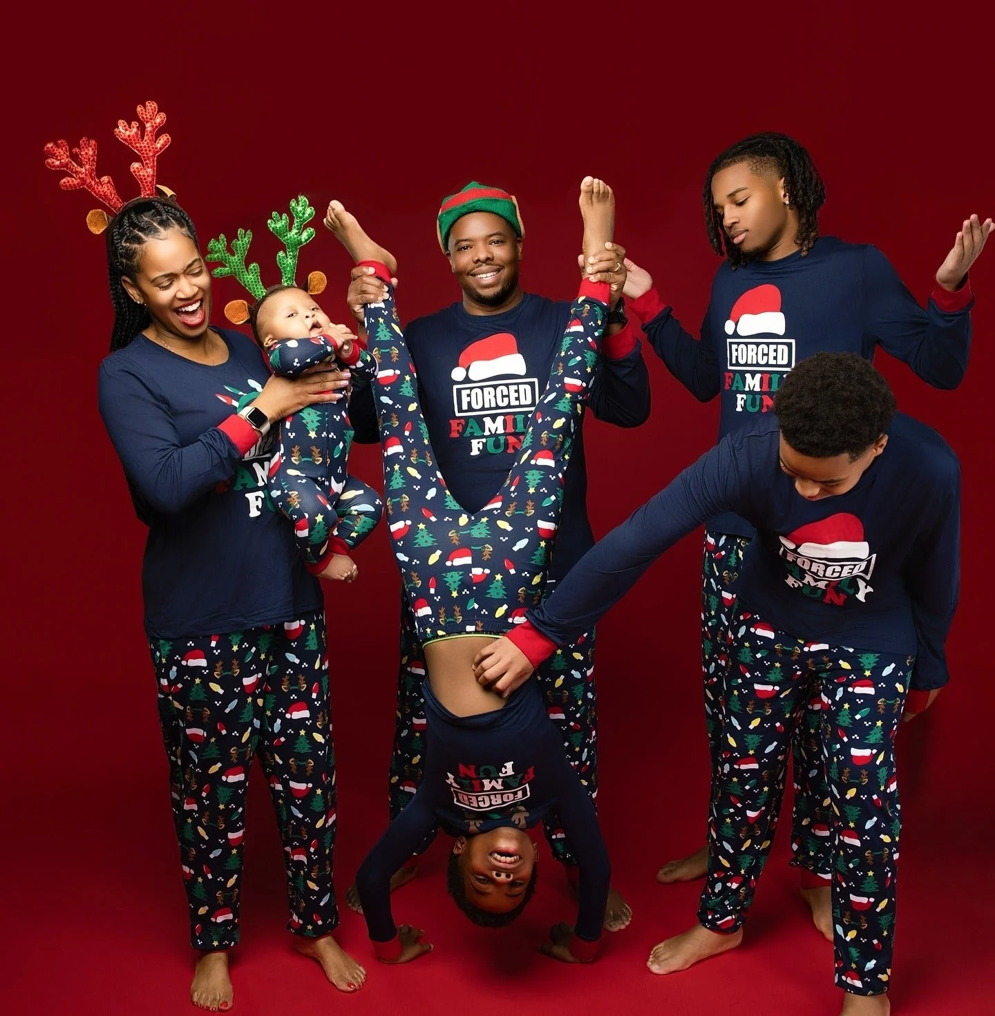 Blue Santa Hat Matching Family Christmas Pajamas-Dog Pajamas Include - Image 5