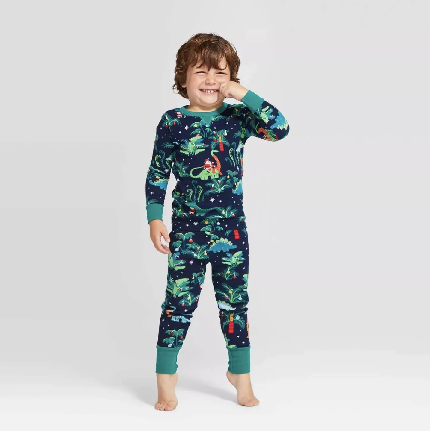 Christmas Dinosaur Patterned Matching Family Christmas Pajamas-Dog Pajamas Included - Image 3
