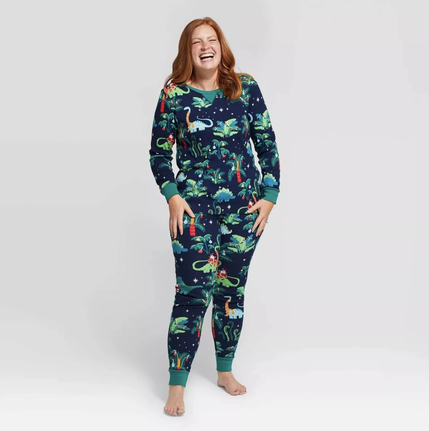 Christmas Dinosaur Patterned Matching Family Christmas Pajamas-Dog Pajamas Included - Image 5