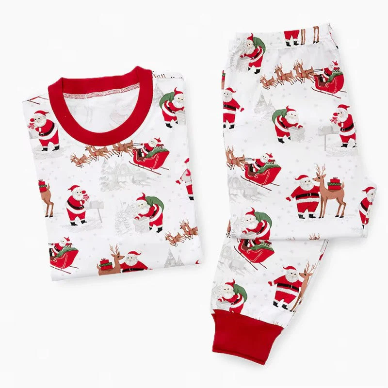 Christmas Elk Sleigh Print Matching Family Christmas Pajamas - Image 2