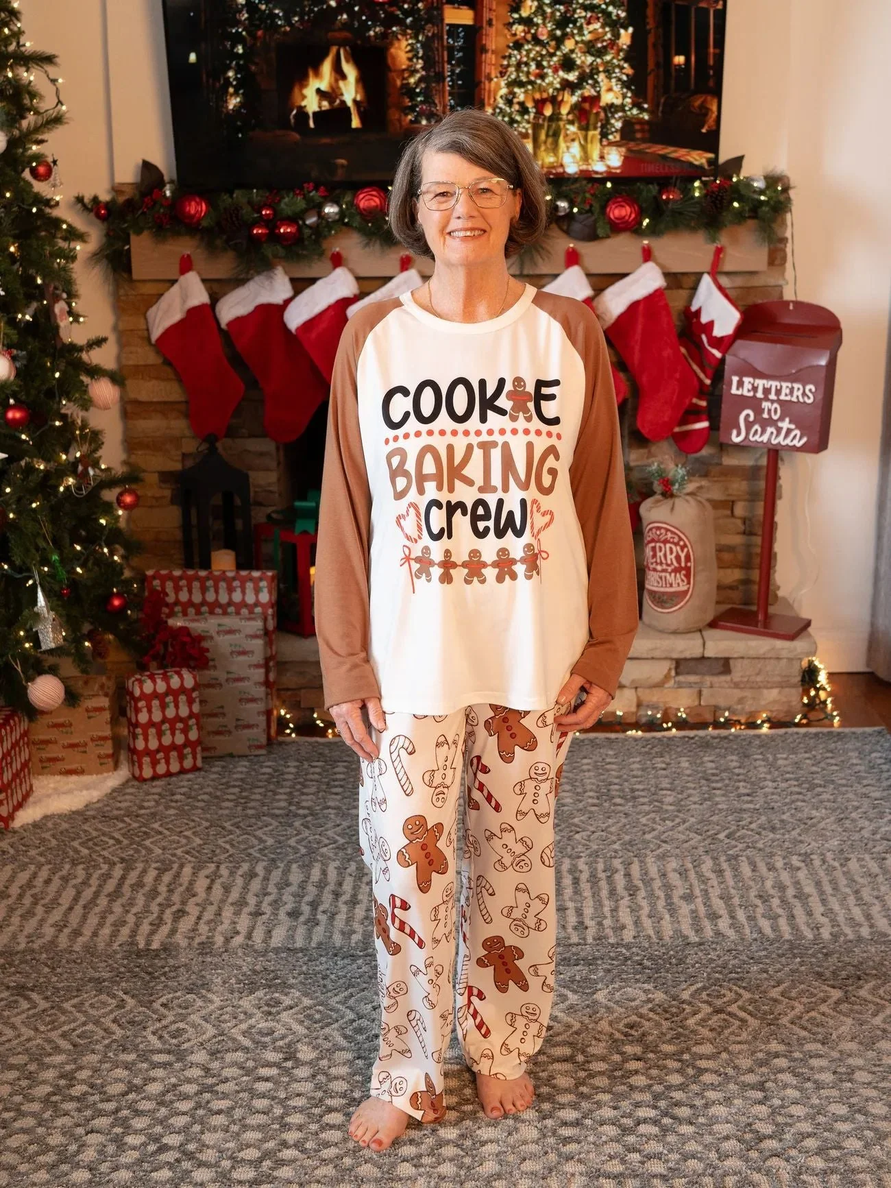 Cookies Gingerbread Pattern Matching Family Christmas Pajamas-Dog Pajamas Included - Image 3