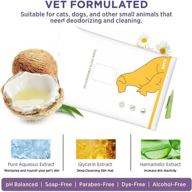 Deodorizing Pet Glove Wipes For Dogs（6Pcs） - Image 3
