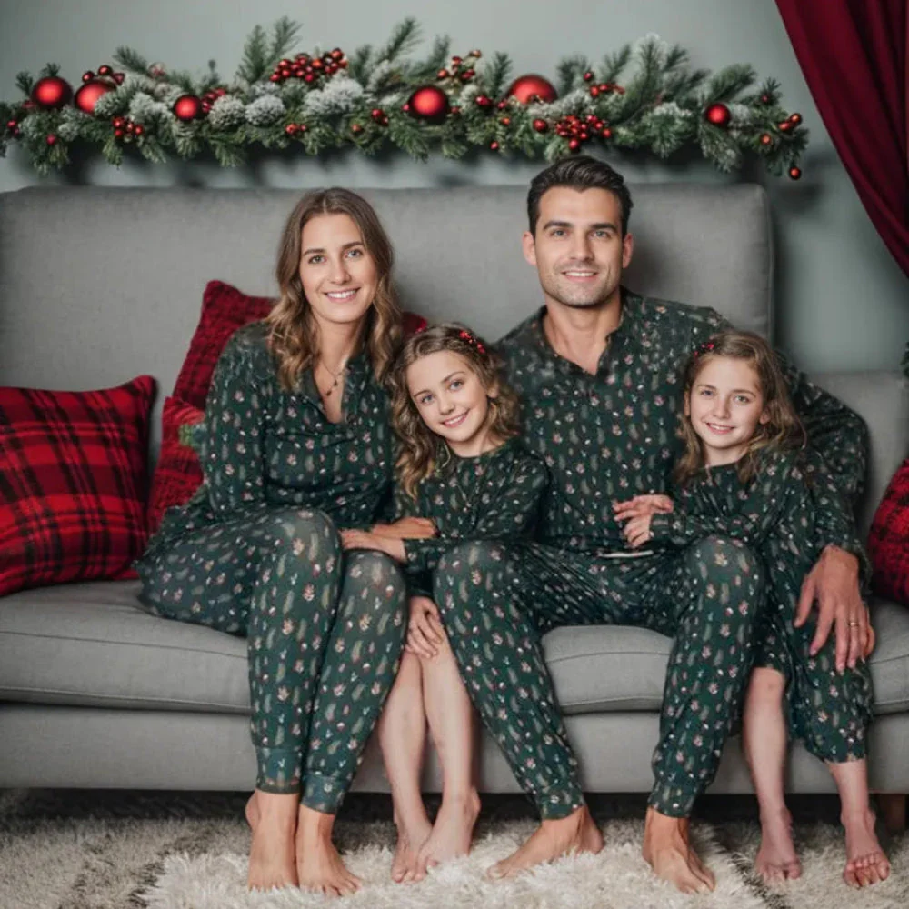 Green Christmas Tree Matching Family Pajamas | Adults, Kids & Dog Pajamas - Image 3