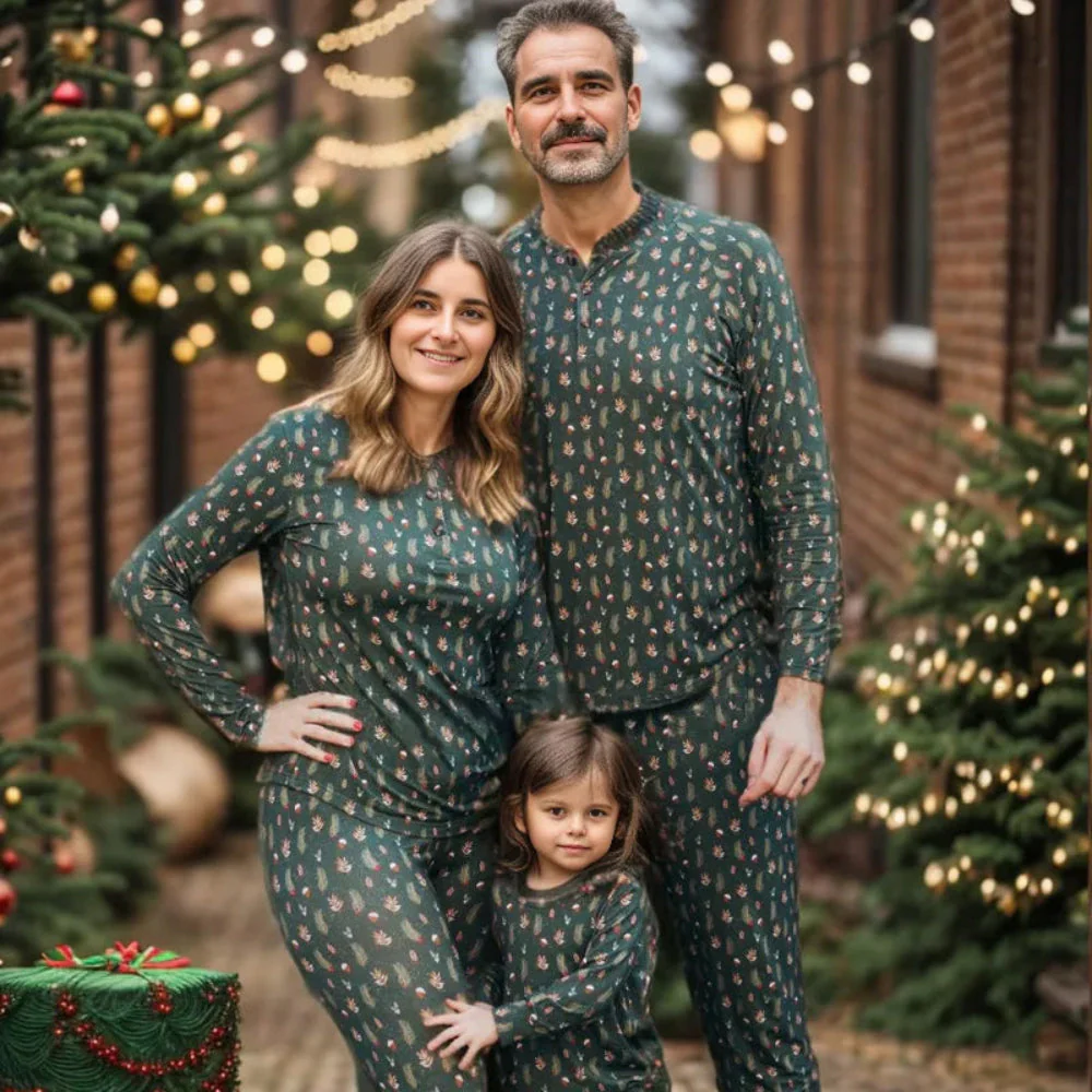 Green Christmas Tree Matching Family Pajamas | Adults, Kids & Dog Pajamas - Image 7