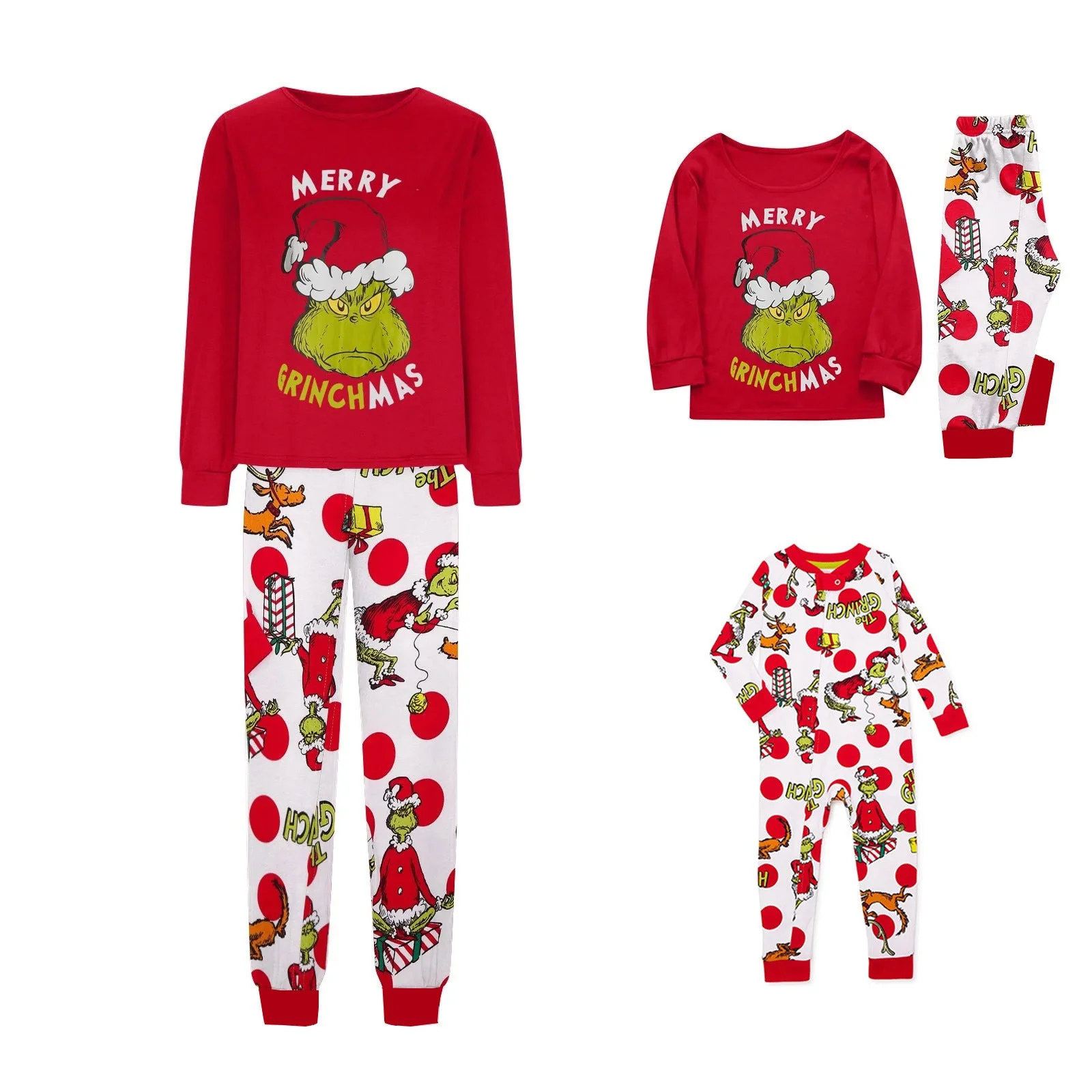 Red Top with Holiday Character Print Pants Matching Family Christmas Pajamas| Adults, Kids & Pets - Image 3