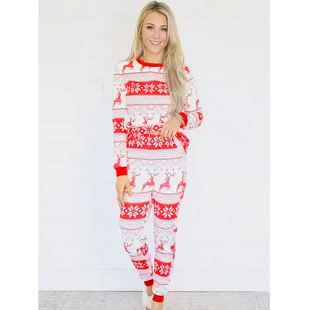 Reindeer Print Stitching Matching Family Christmas Pajamas - Image 9