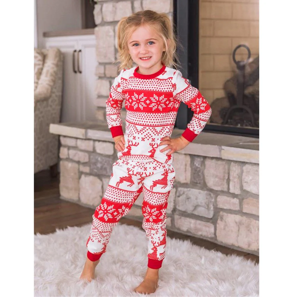 Reindeer Snowflake Matching Family Christmas Pajamas| Adults, Kids & Dog Pajamas - Image 3